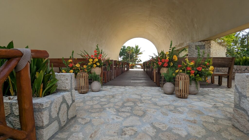 This is one of my favorite no sand destination wedding venues at the all-inclusive resort, Xcaret Arte