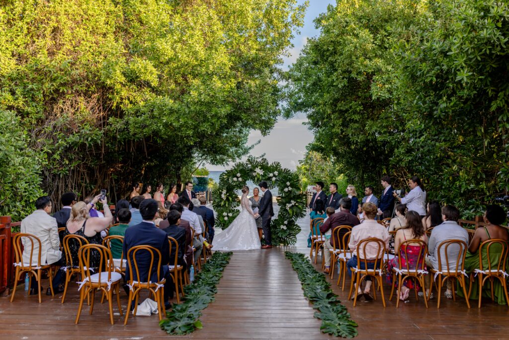 the destination wedding is underway!