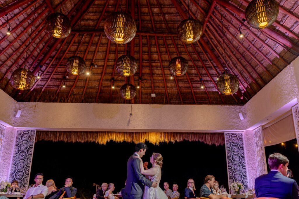 first dance fun at destination wedding at paradisus playa del carmen
