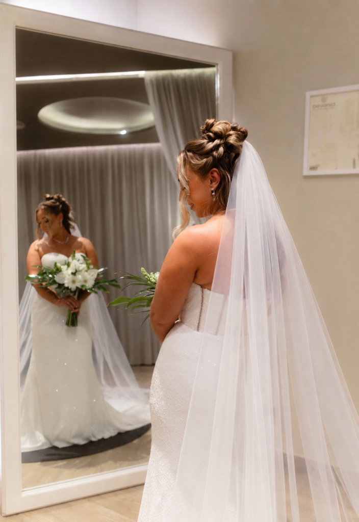 Getting ready for her real mexico destination wedding in the bridal suite
